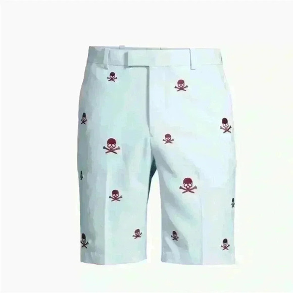 G/FORE "Killer T's" Golf Shorts Light Blue With Maroon Skulls Size 32 EUC! - Picture 4 of 11